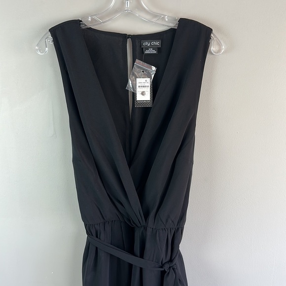 NWT New with Tags City Chic Sexy Tie Sleeveless Chiffon Tulip Dress Black 16 - Picture 5 of 16